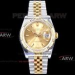 ARF Rolex Datejust 36MM Swiss 3135 Watches - 904L Steel And Gold Jubilee Bracelet Gold Dial 